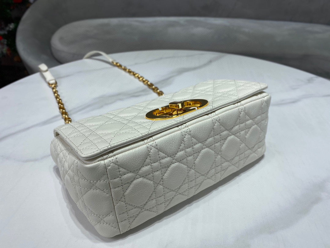 Dior Caro Bag White Ivory Calf Skin High Grade