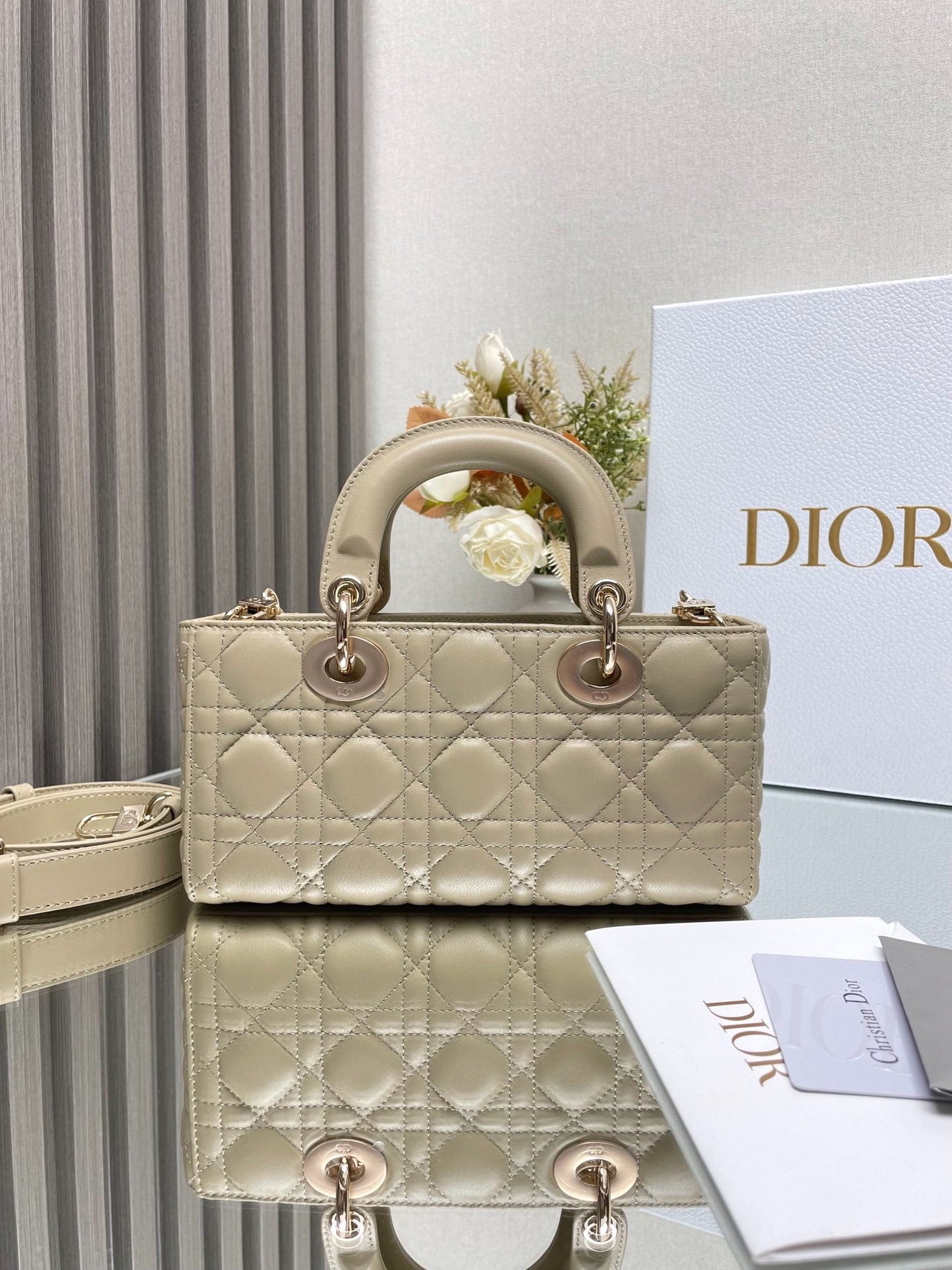 Small Dior Lady D-Joy Lamb Skin Nude High Grade