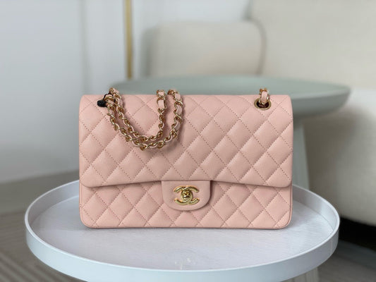 Chanel Classic Flap Bag Grained Calf Skin Baby Pink High Grade