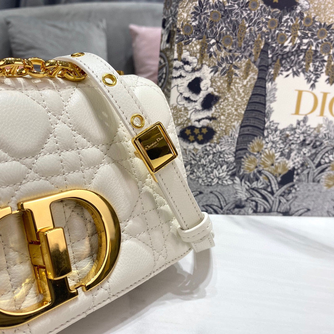 Dior Caro Bag White Ivory Calf Skin High Grade