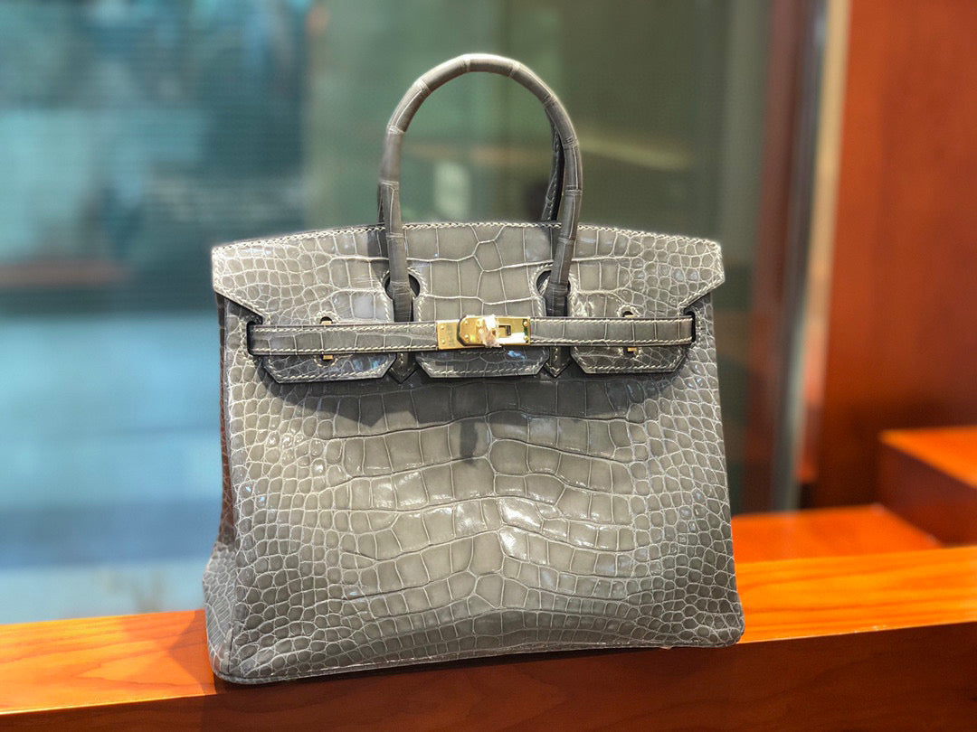 Hermes Birkin Crocodile Leather Grey