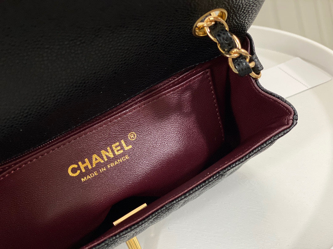 Chanel Classic Handbag Grained Calf Skin 20cm - High Grade