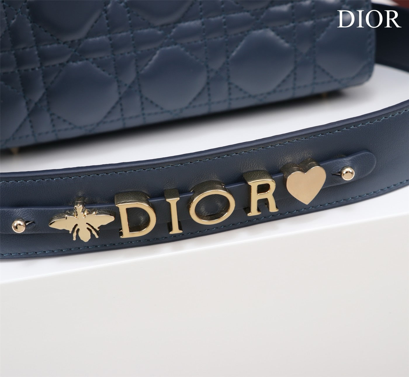 Small Lady Dior My ABCDior Bag Lamb Skin Blue - High Grade