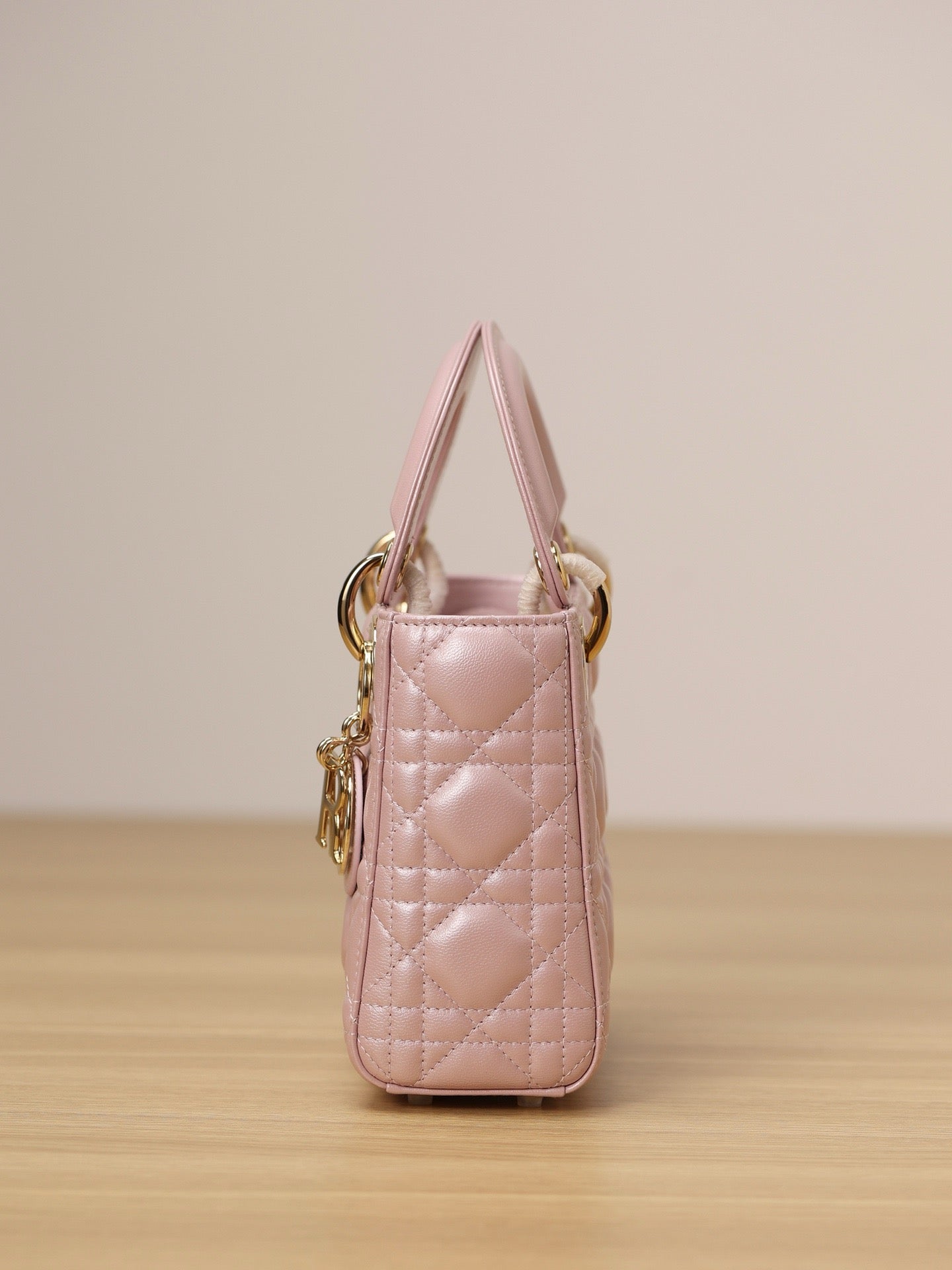 Mini Lady Dior Bag Pink Pearlescent Lamb Skin Platinum