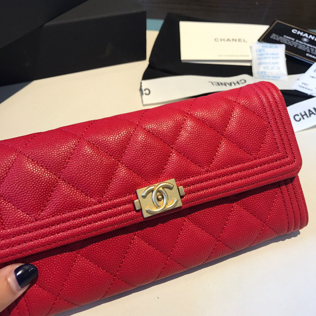 Chanel Bi-Fold Red Boy Wallet High Grade