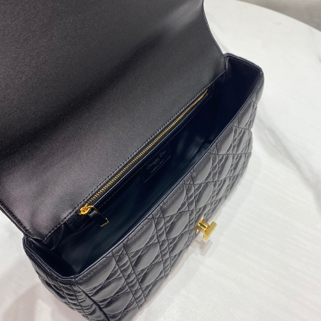 Dior Caro Bag Black Calf Skin High Grade