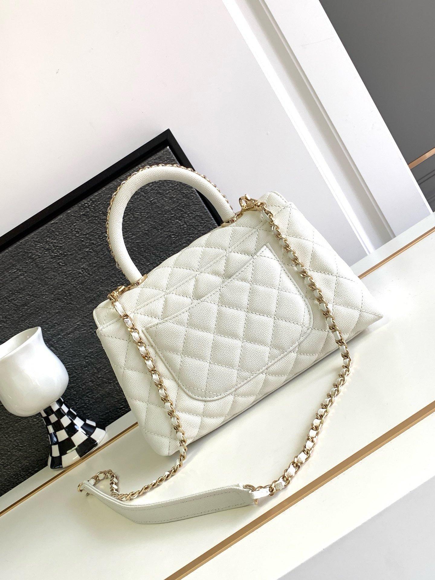 Chanel Coco Handle White Platinum