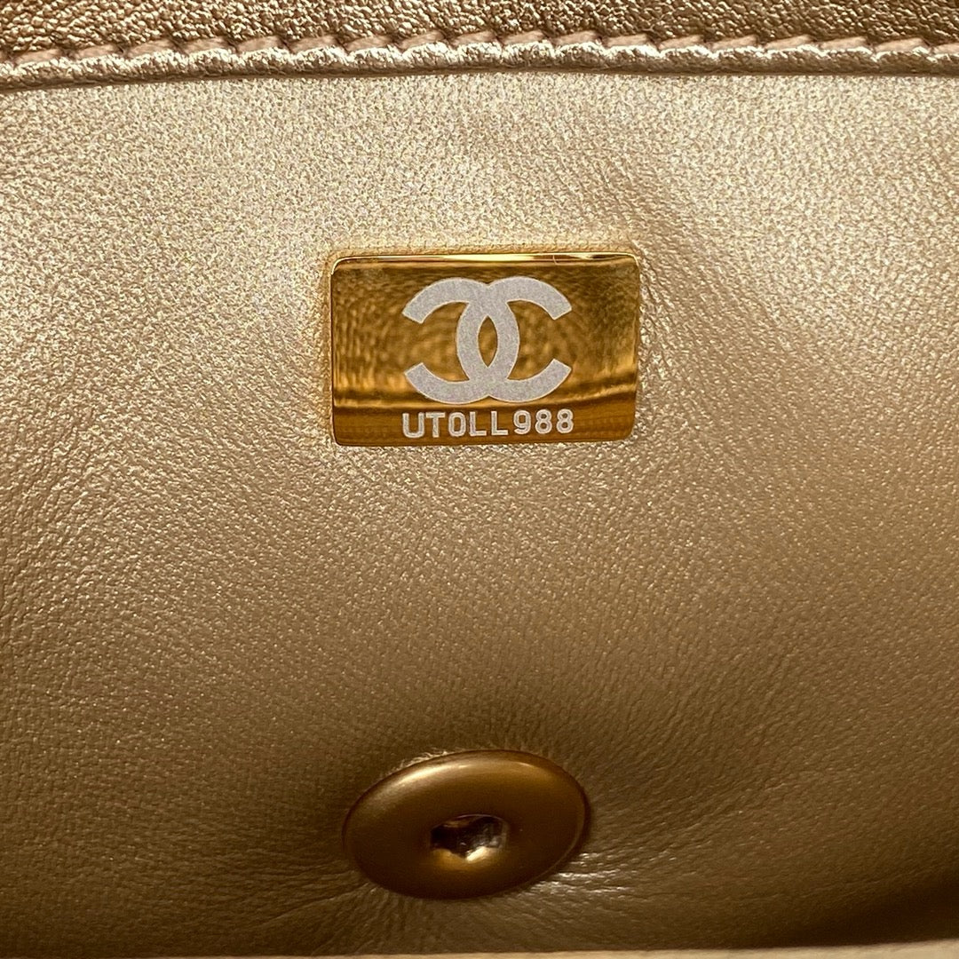 Gold Chanel Crystal Messenger bag