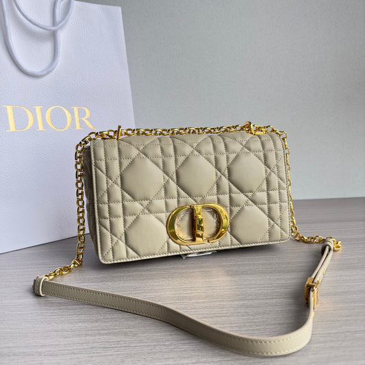 Dior Caro Bag Quilted Macrocannage Beige High Grade