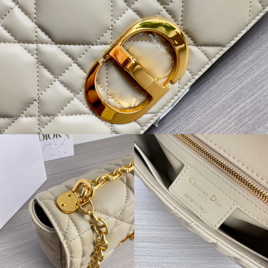 Dior Caro Bag Quilted Macrocannage Beige High Grade