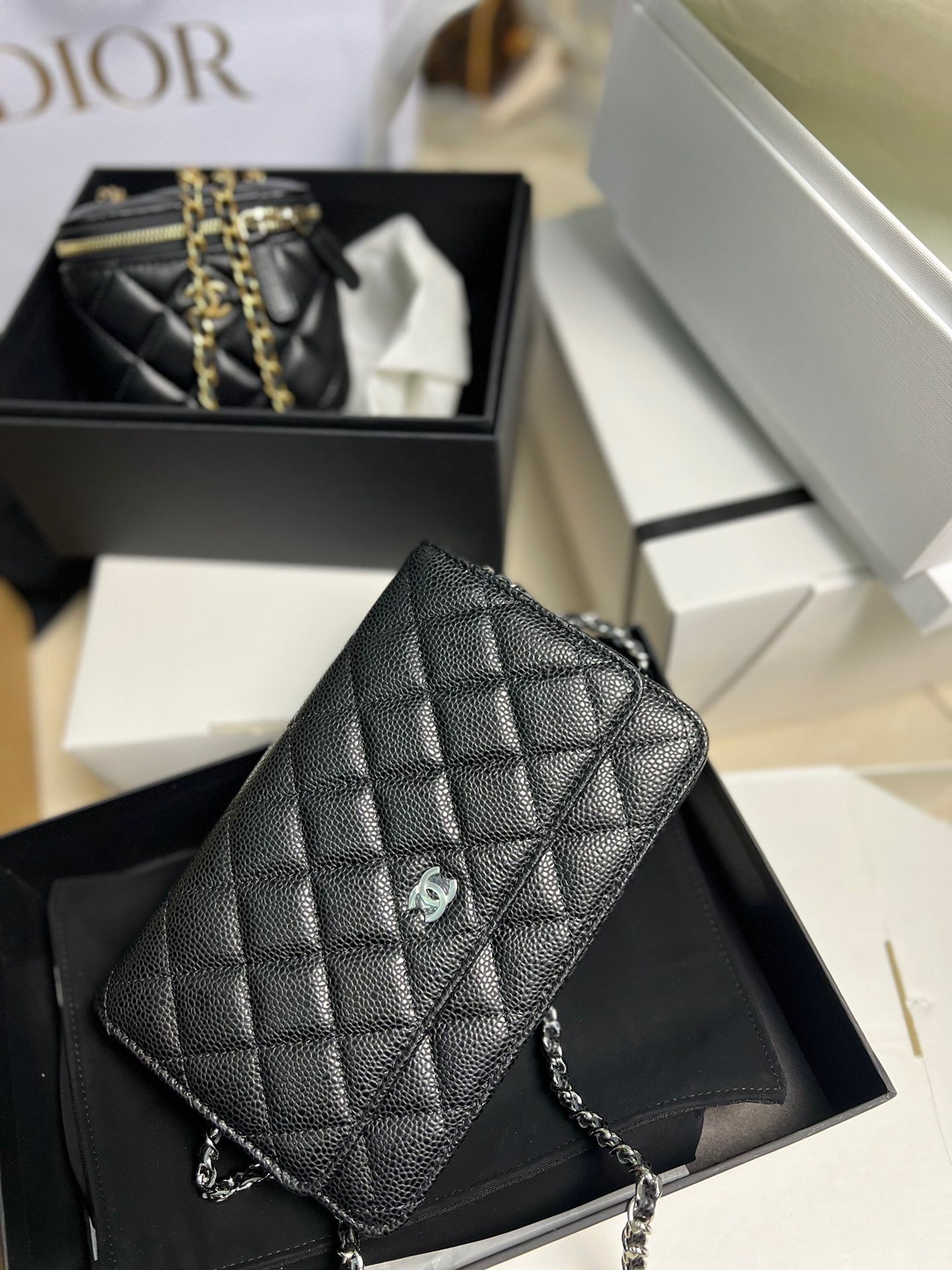 Chanel Wallet On Chain Caviar Calf Skin Mid Grade