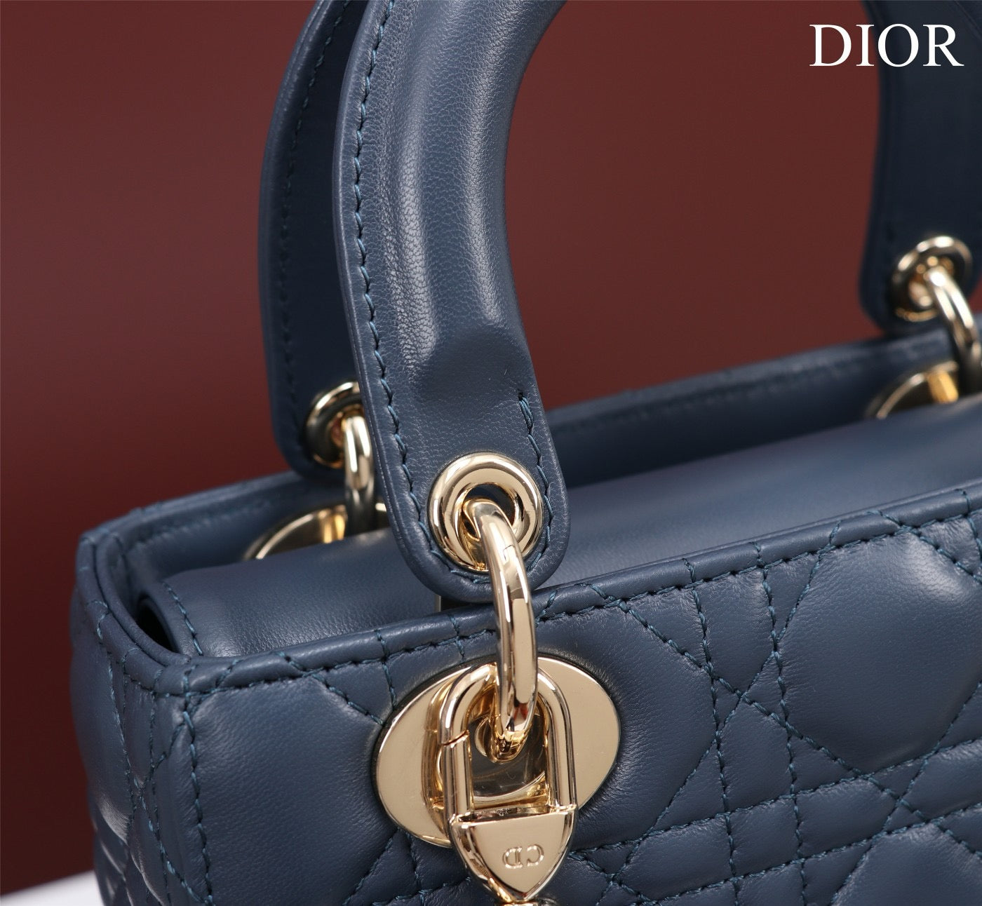 Small Lady Dior My ABCDior Bag Lamb Skin Blue - High Grade