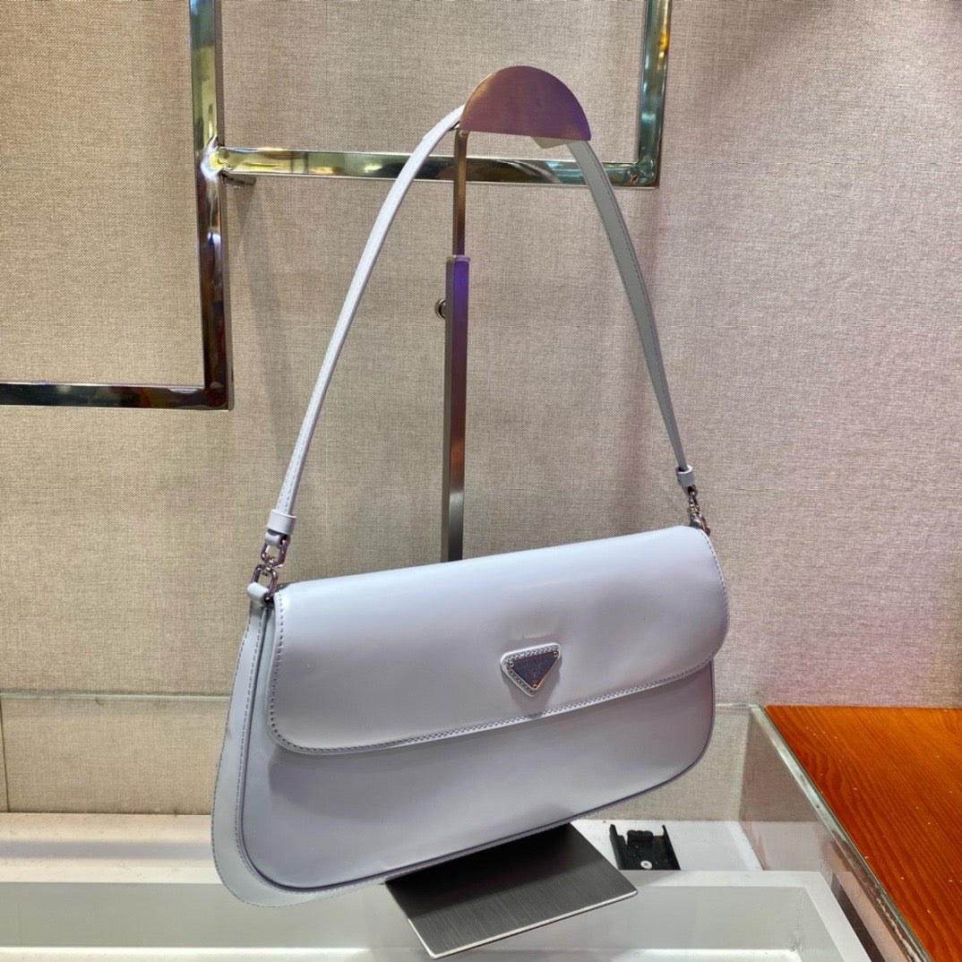 white prada cleo brushed leather shoulder bag