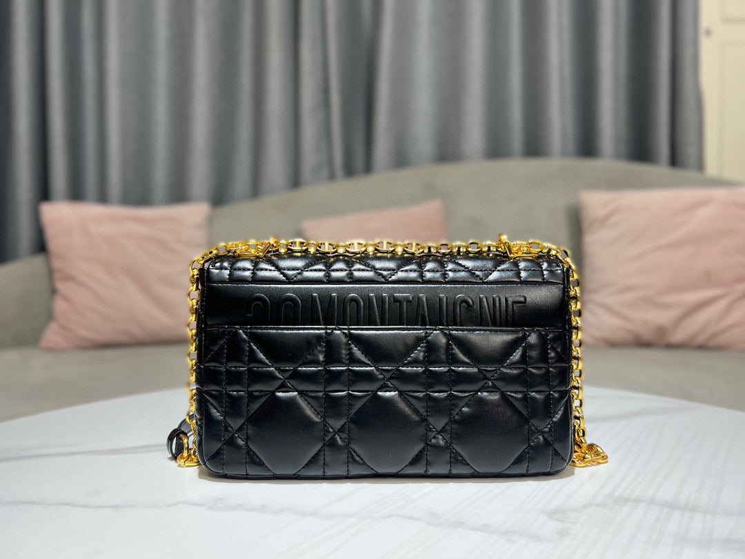 Dior Caro Bag Quilted Macrocannage Black Platinum Grade