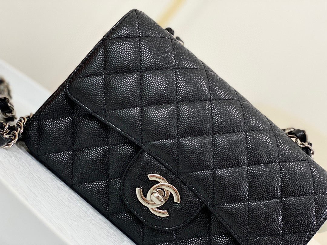 Chanel Classic Small Flap Bag Grained Caviar Calf Skin - High Grade