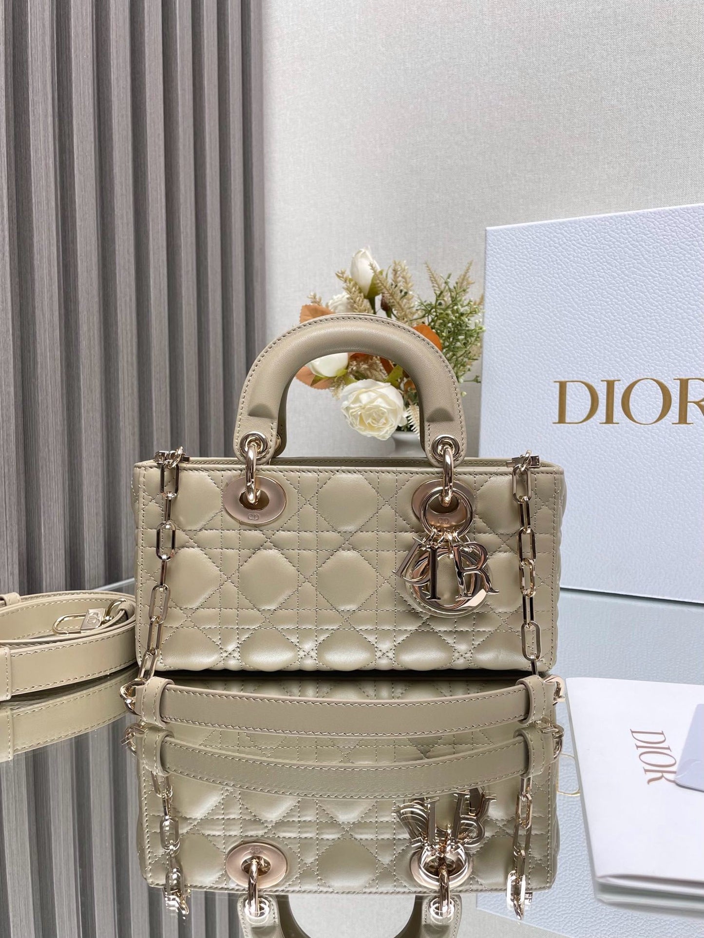 Small Dior Lady D-Joy Lamb Skin Nude High Grade