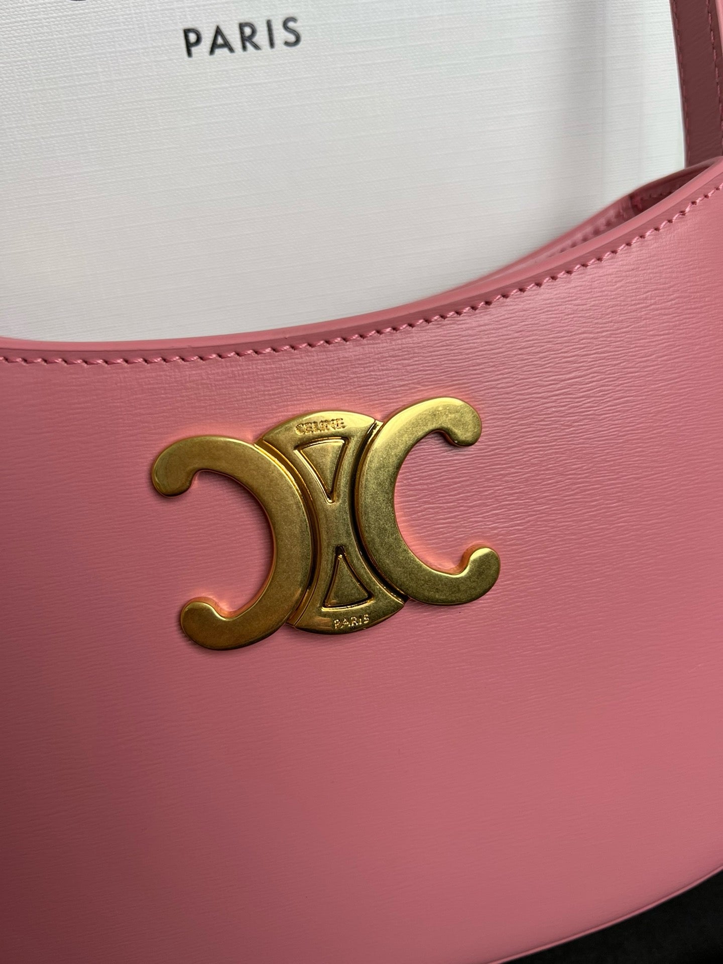 Celine Medium Tilly Bag In Shiny Calfskin Pink High Grade