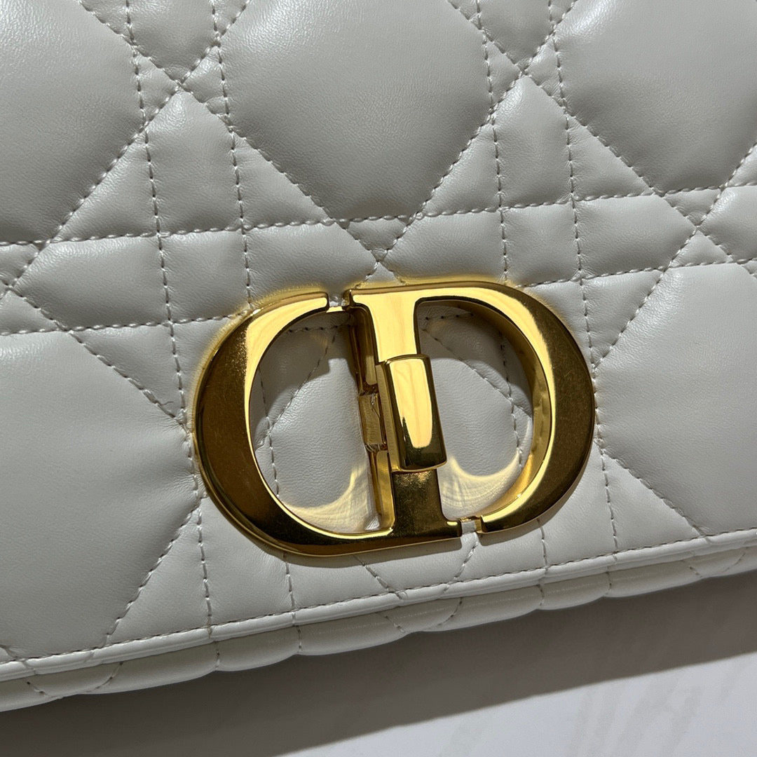 Dior Caro Bag Quilted Macrocannage White High Grade