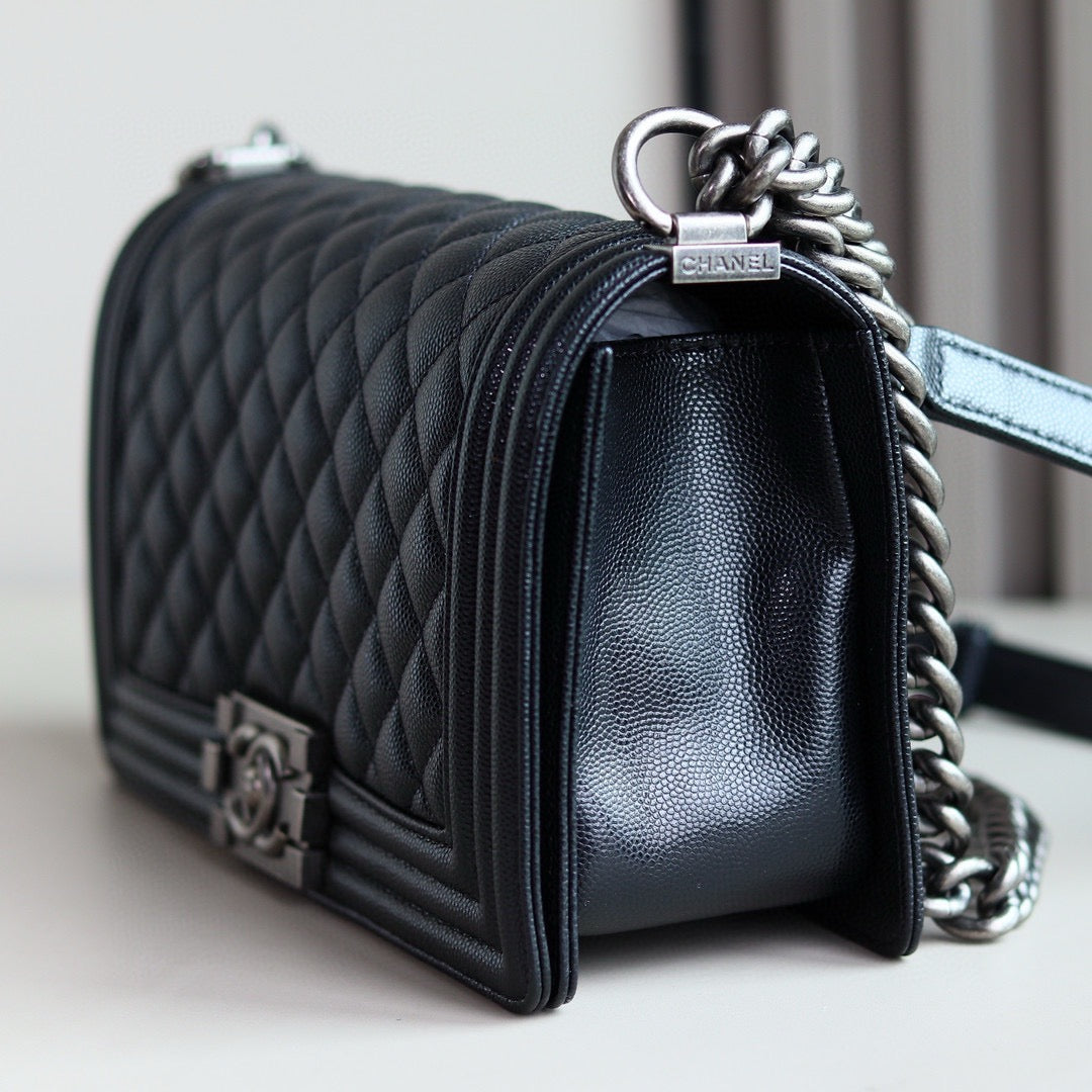 Black Boy Chanel Handbag Ruthenium-Finish Metal