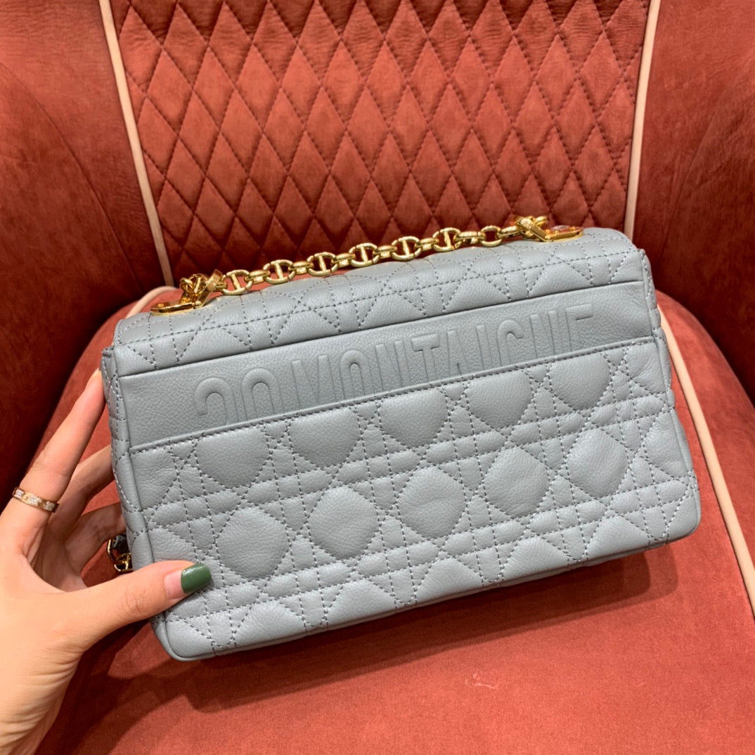 Dior Caro Bag Grey Calf Skin High Grade