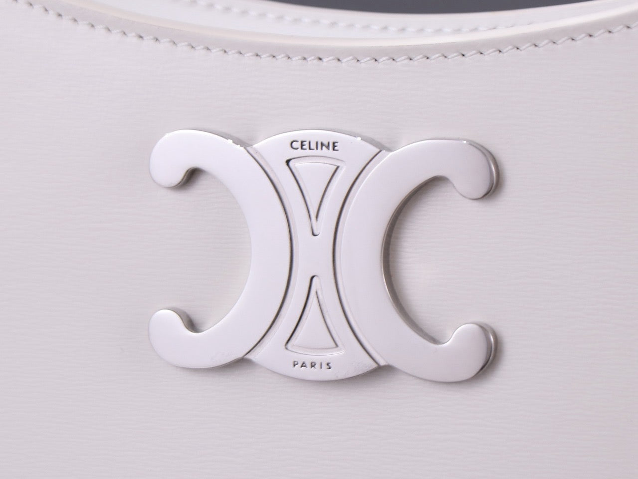 Celine Medium Tilly Bag In Shiny Calfskin White Platinum Grade