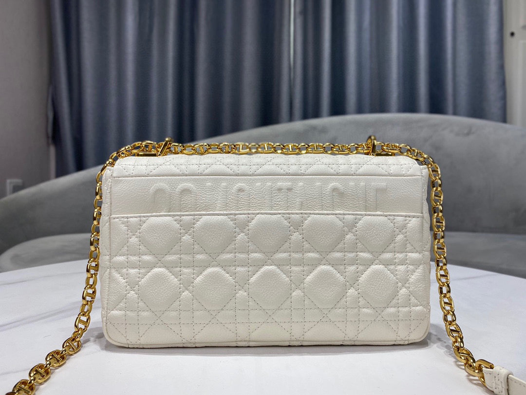 Dior Caro Bag White Ivory Calf Skin High Grade