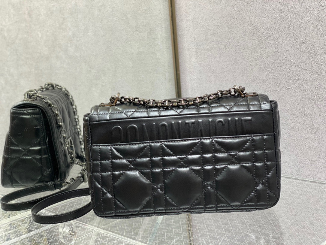 Dior Caro Bag Quilted Macrocannage Black High Grade