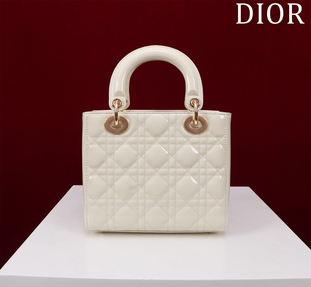 Small Lady Dior My ABCDior Bag Patent Cannage Calf Skin White - High Grade