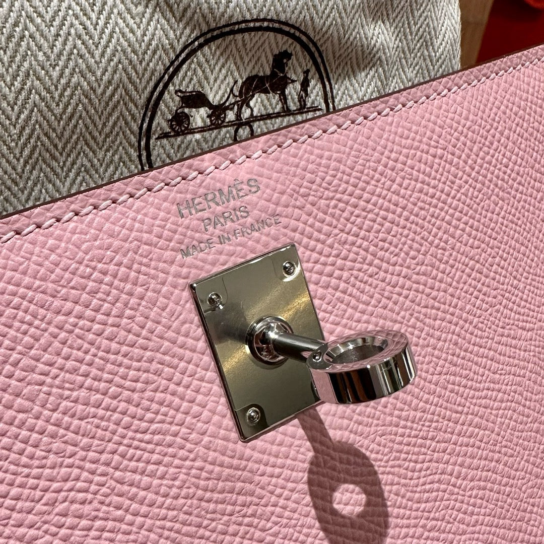 Hermes Pink Kelly Bag Epsom Leather Silver Hardware