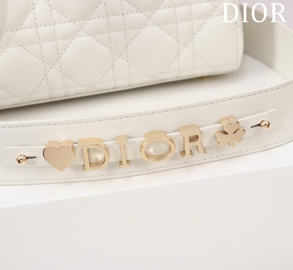 Small Lady Dior My ABCDior Bag Lamb Skin White - High Grade