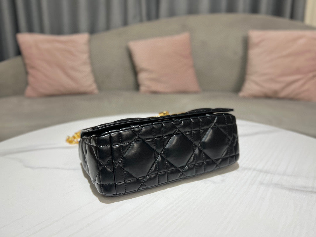 Dior Caro Bag Quilted Macrocannage Black Platinum Grade