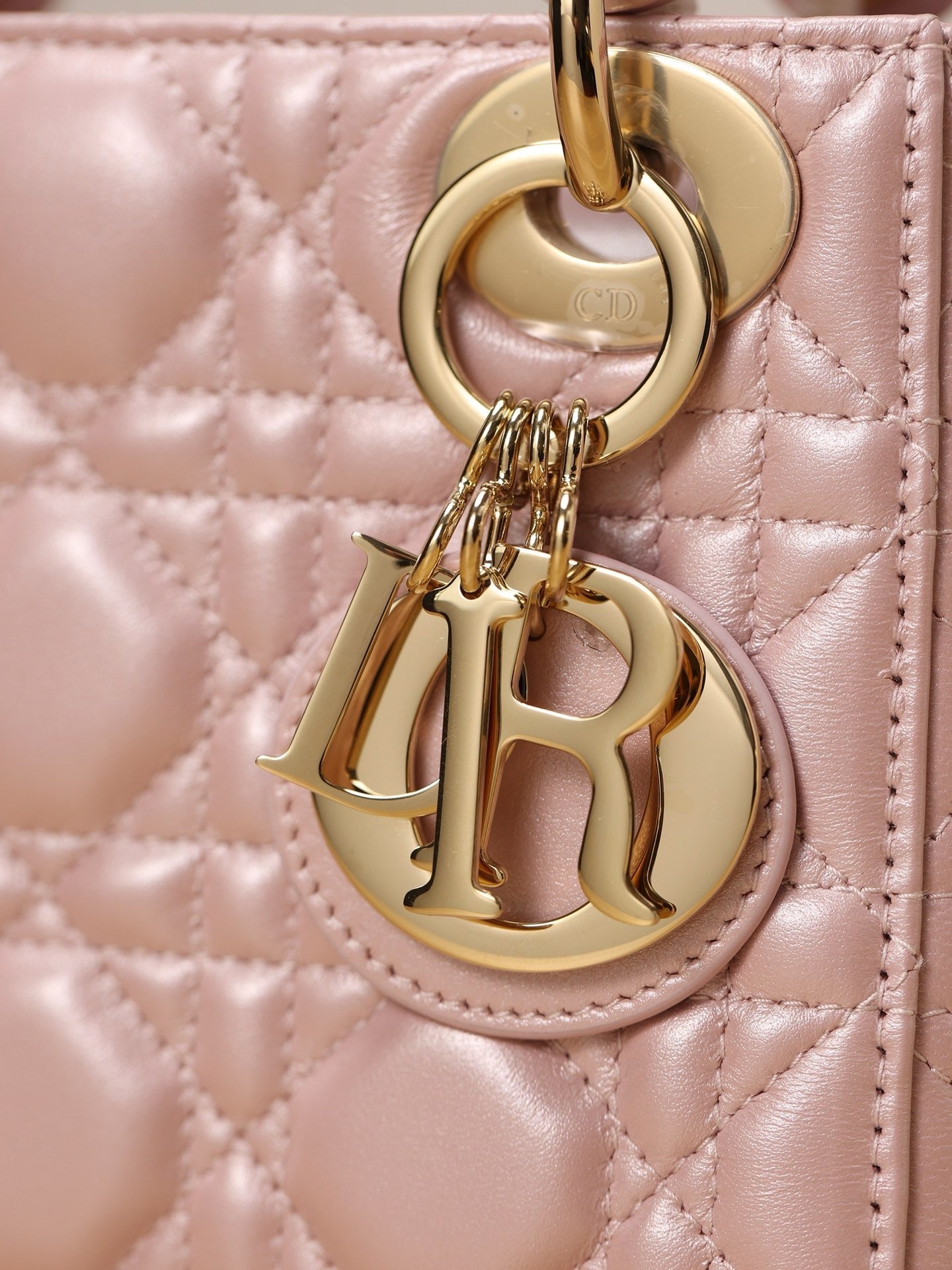 Mini Lady Dior Bag Pink Pearlescent Lamb Skin Platinum