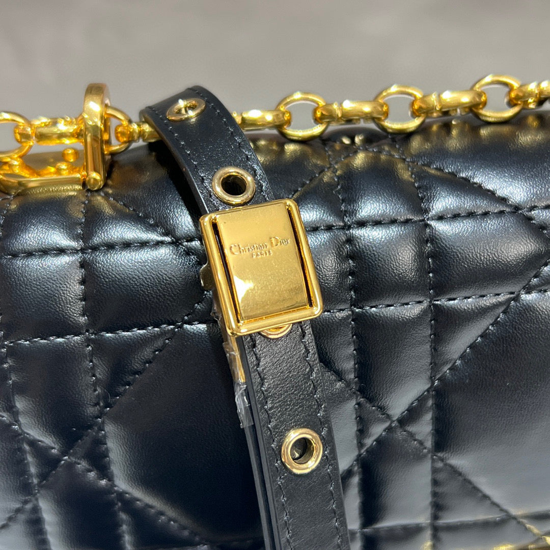 Dior Caro Bag Quilted Macrocannage Black Platinum Grade