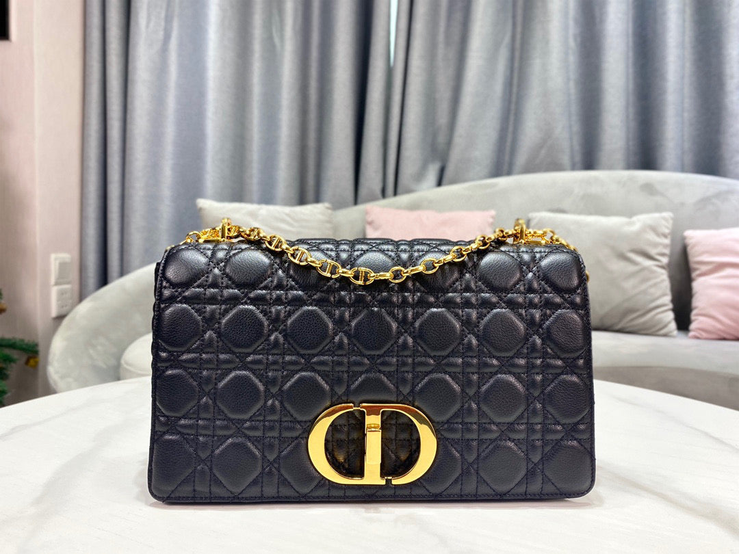 Dior Caro Bag Black Calf Skin High Grade