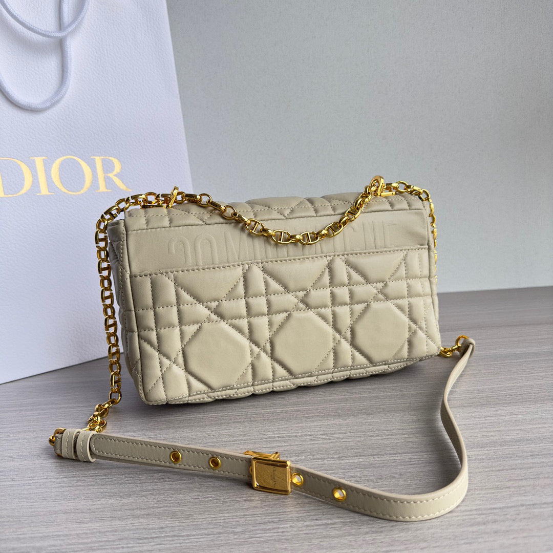 Dior Caro Bag Quilted Macrocannage Beige High Grade