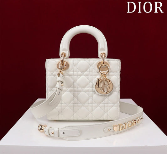 Small Lady Dior My ABCDior Bag Lamb Skin White - High Grade