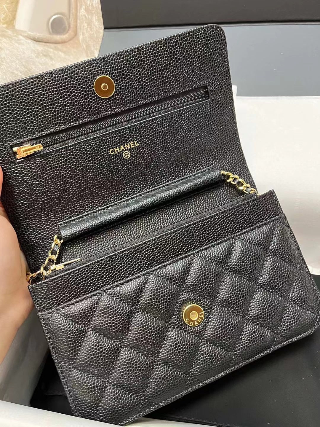 Chanel Wallet On Chain Caviar Calf Skin Mid Grade