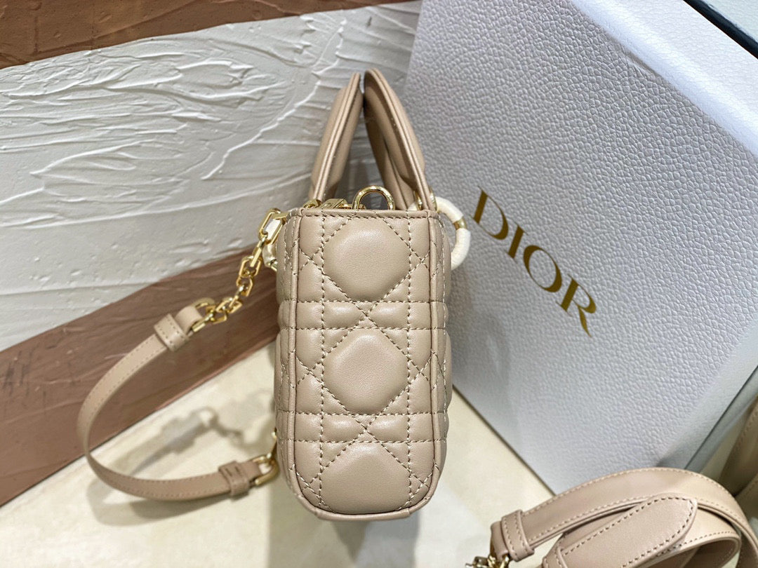 Small Dior Lady D-Joy Lamb Skin Beige - Mid grade