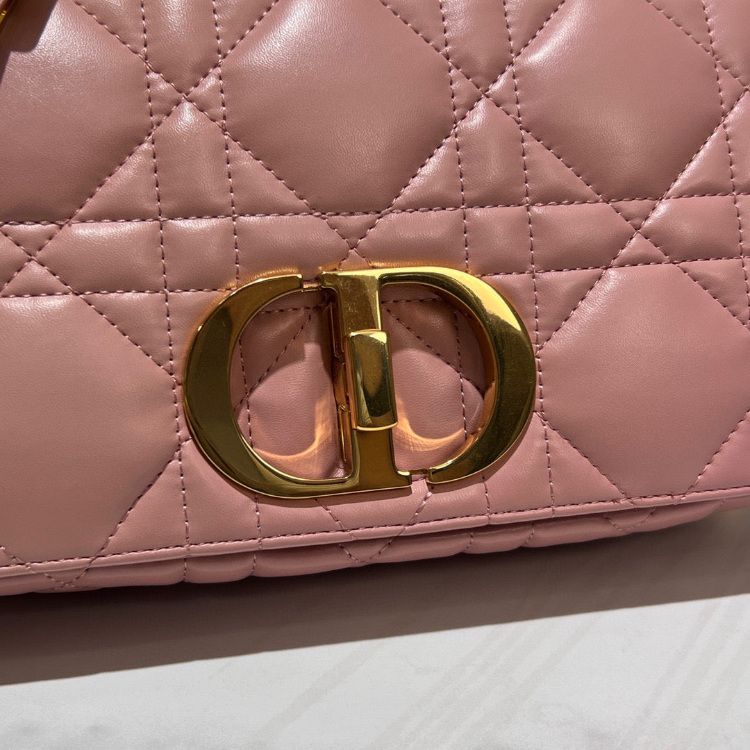 Dior Caro Bag Quilted Macrocannage Pink High Grade