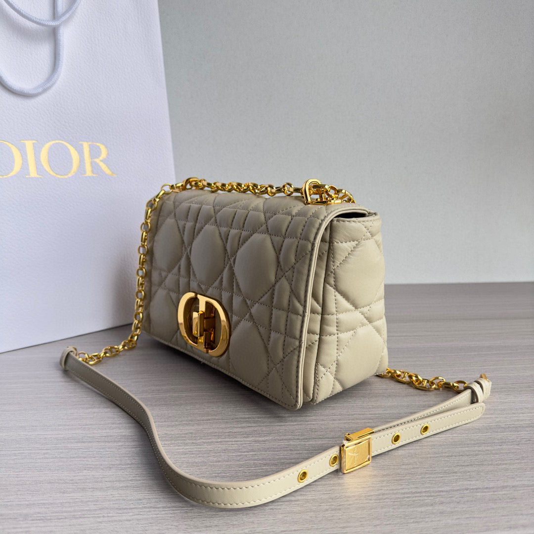 Dior Caro Bag Quilted Macrocannage Beige High Grade