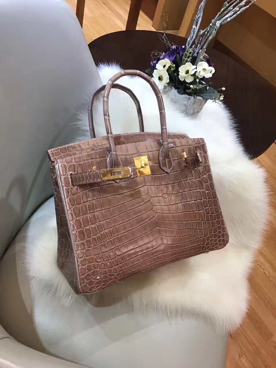 Hermes Birkin Crocodile Leather Brown