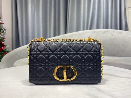 Dior Caro Bag Black Calf Skin High Grade