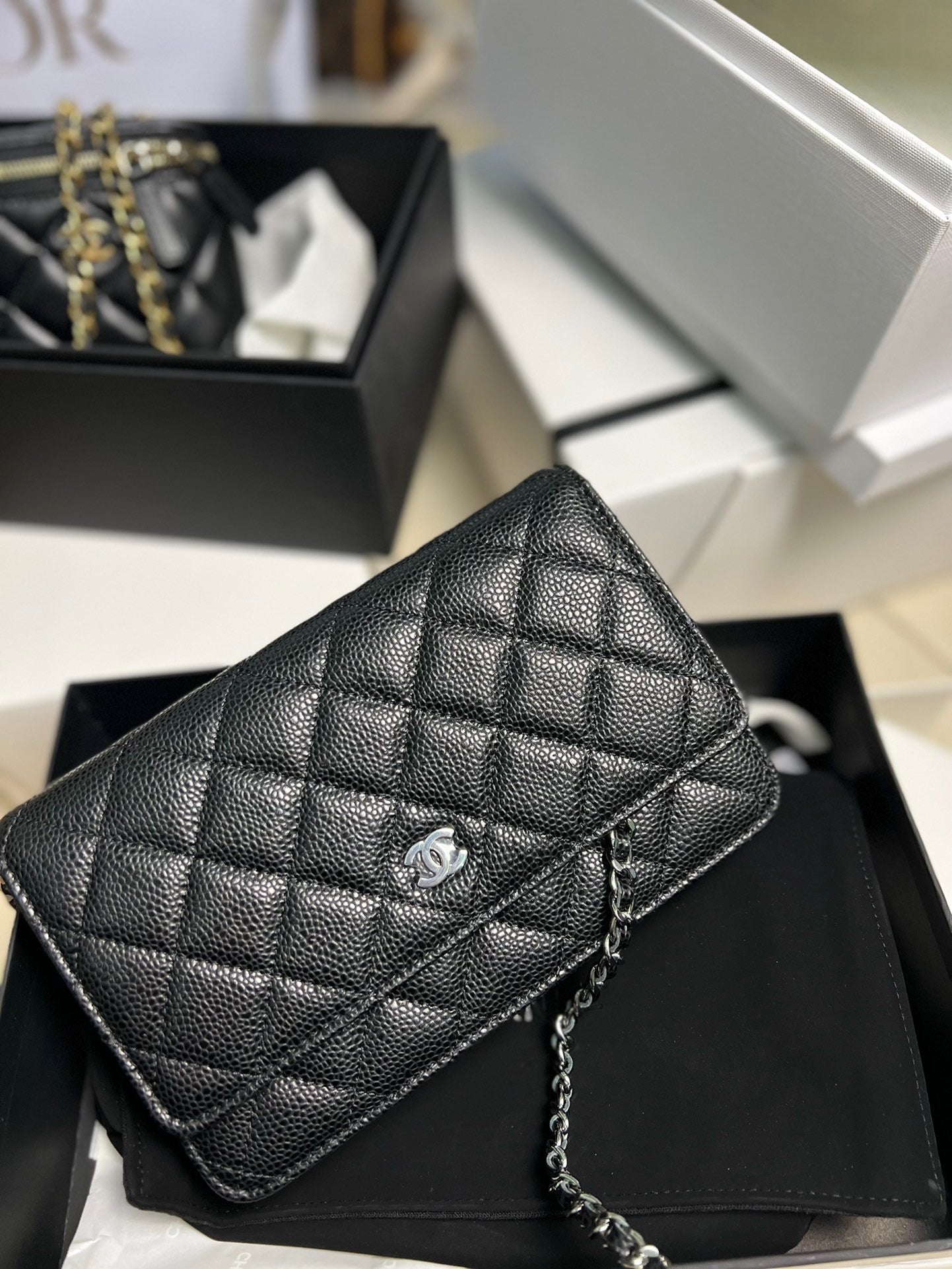 Chanel Wallet On Chain Caviar Calf Skin Mid Grade