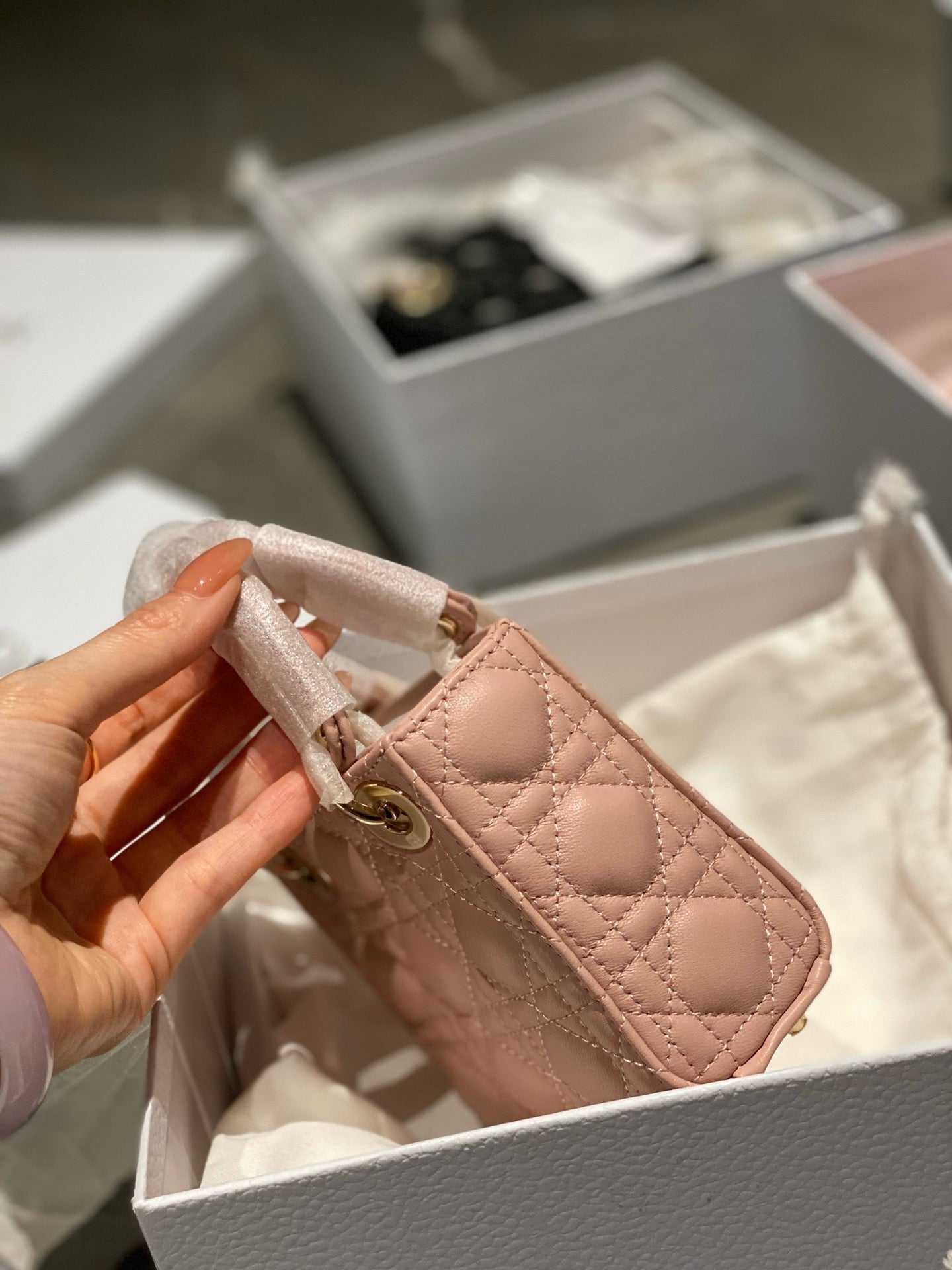 Micro Lady Dior Coral Pink Lamb Skin - Mid Grade