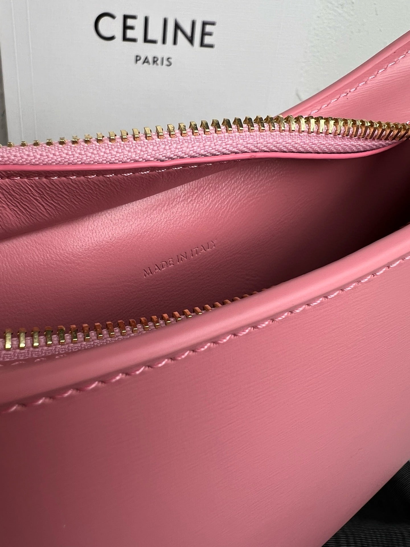 Celine Medium Tilly Bag In Shiny Calfskin Pink High Grade