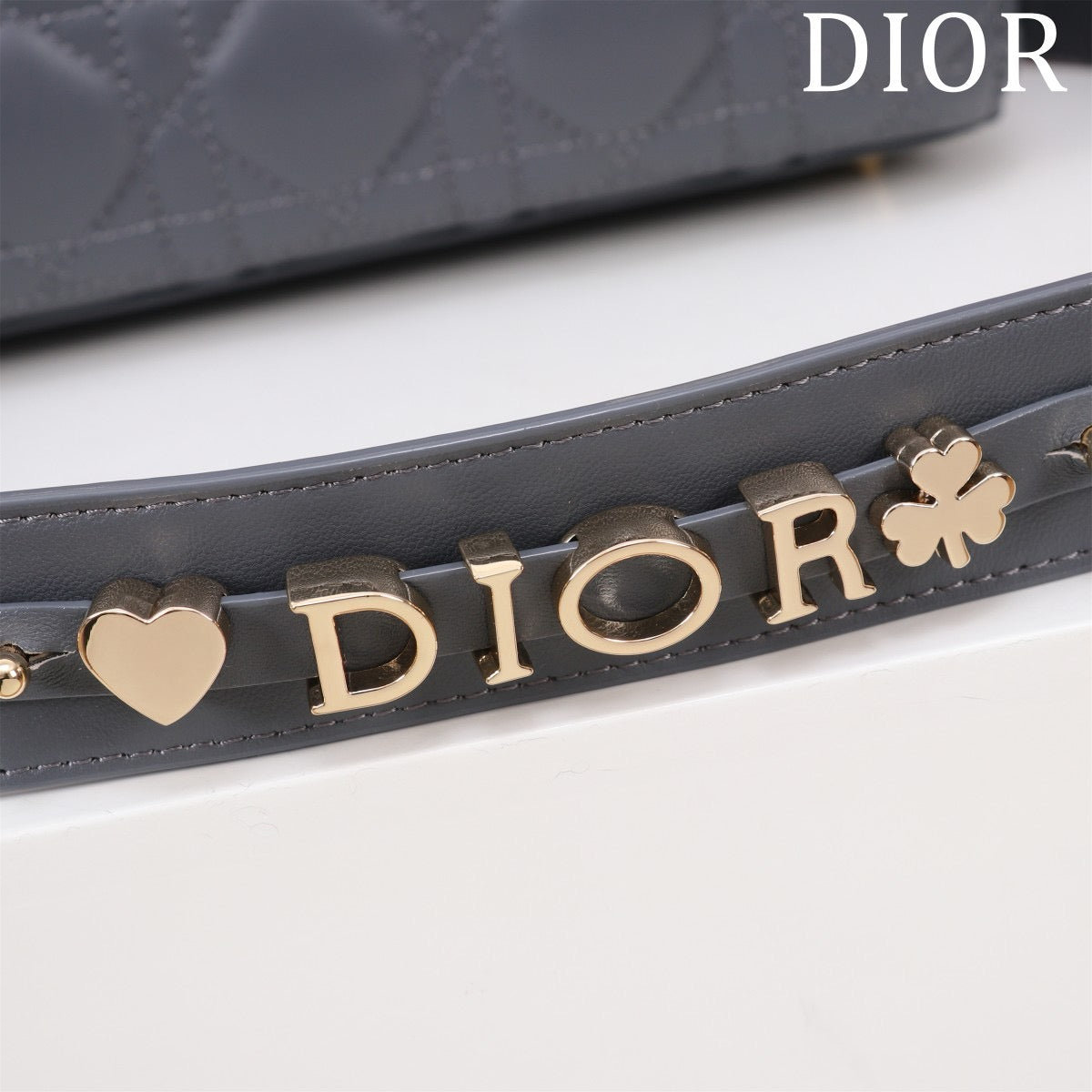 light gold hardware of lady dior bag