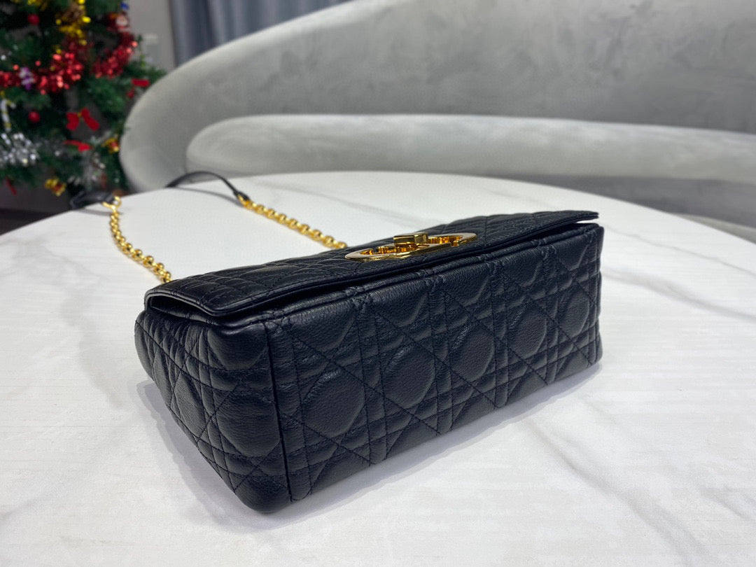 Dior Caro Bag Black Calf Skin High Grade