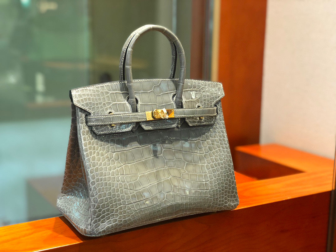 Hermes Birkin Crocodile Leather Grey