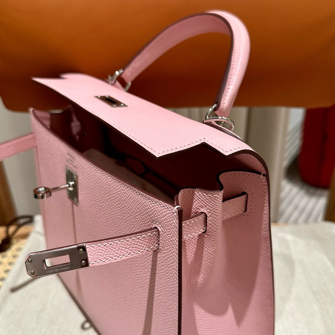 Hermes Pink Kelly Bag Epsom Leather Silver Hardware