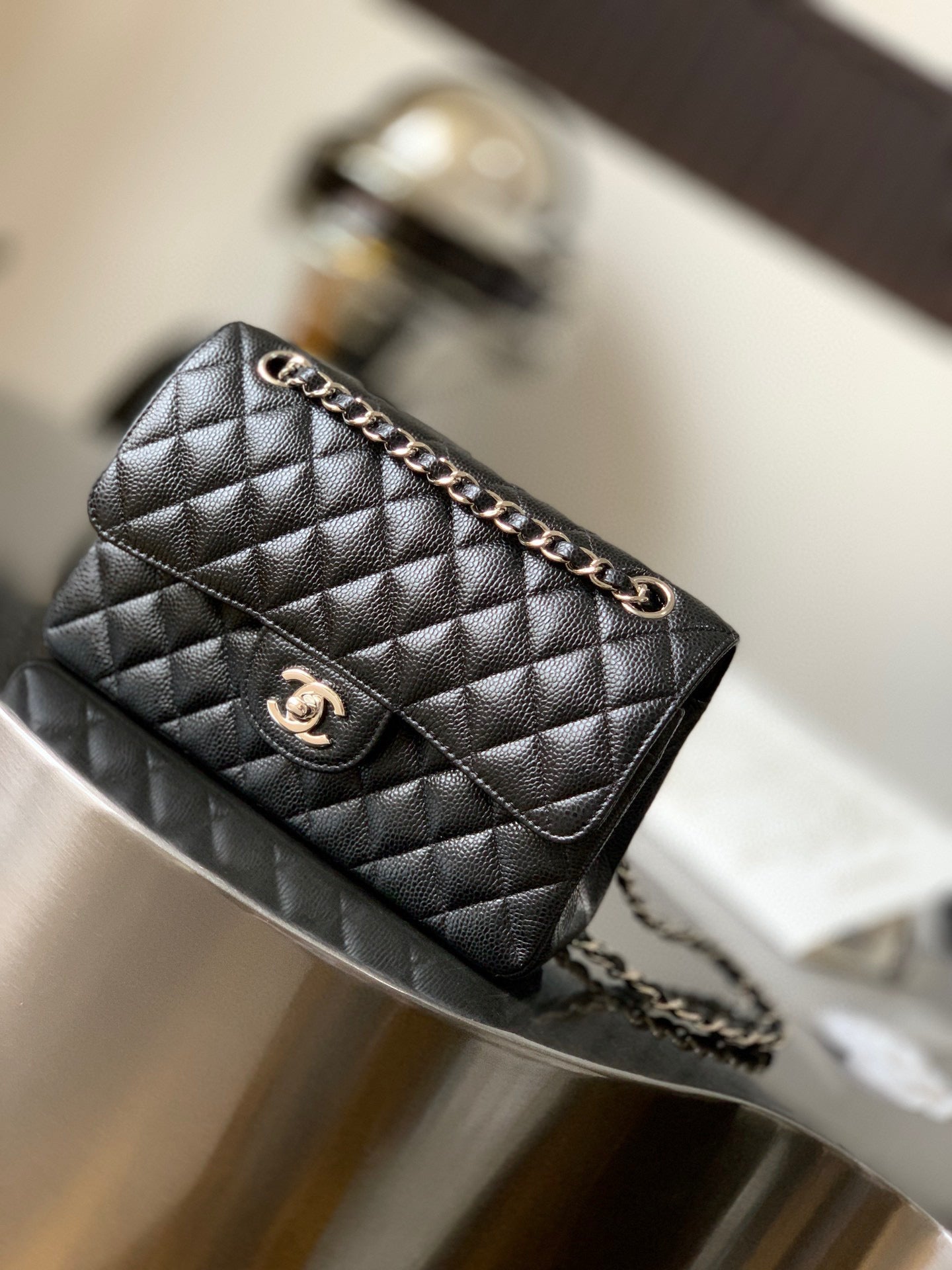 Chanel Classic Handbag Grained Calf Skin 23cm - High Grade